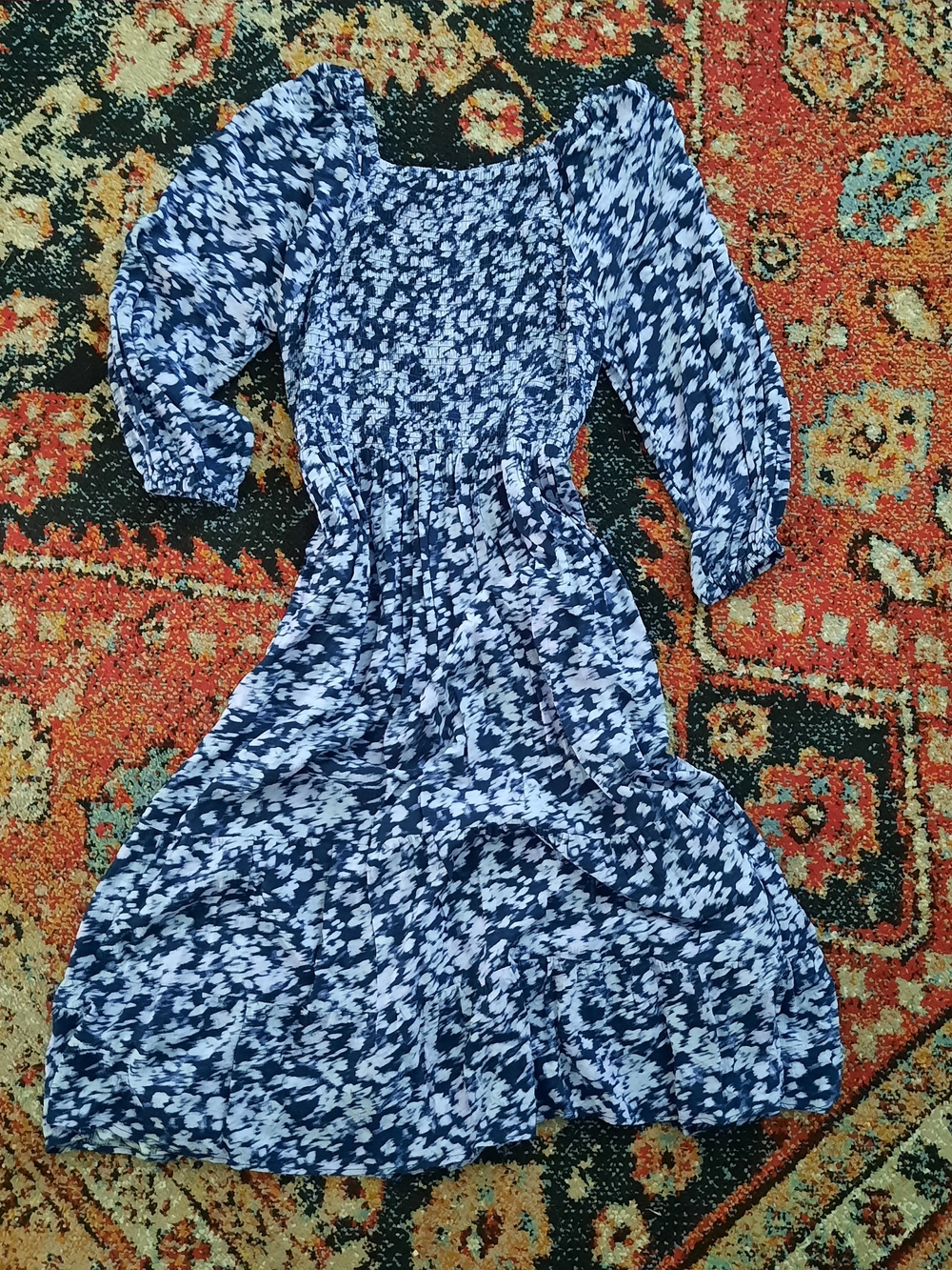 Terra & Sky Blue and White Smocked Top